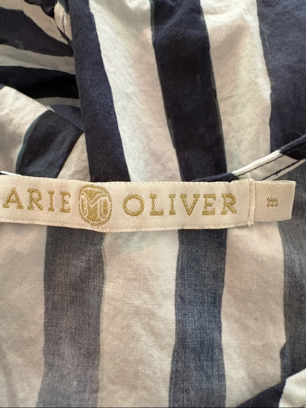 Marie Oliver Blue & White Striped Tie-Shoulder Tiered Midi Dress - Picture 5 of 6